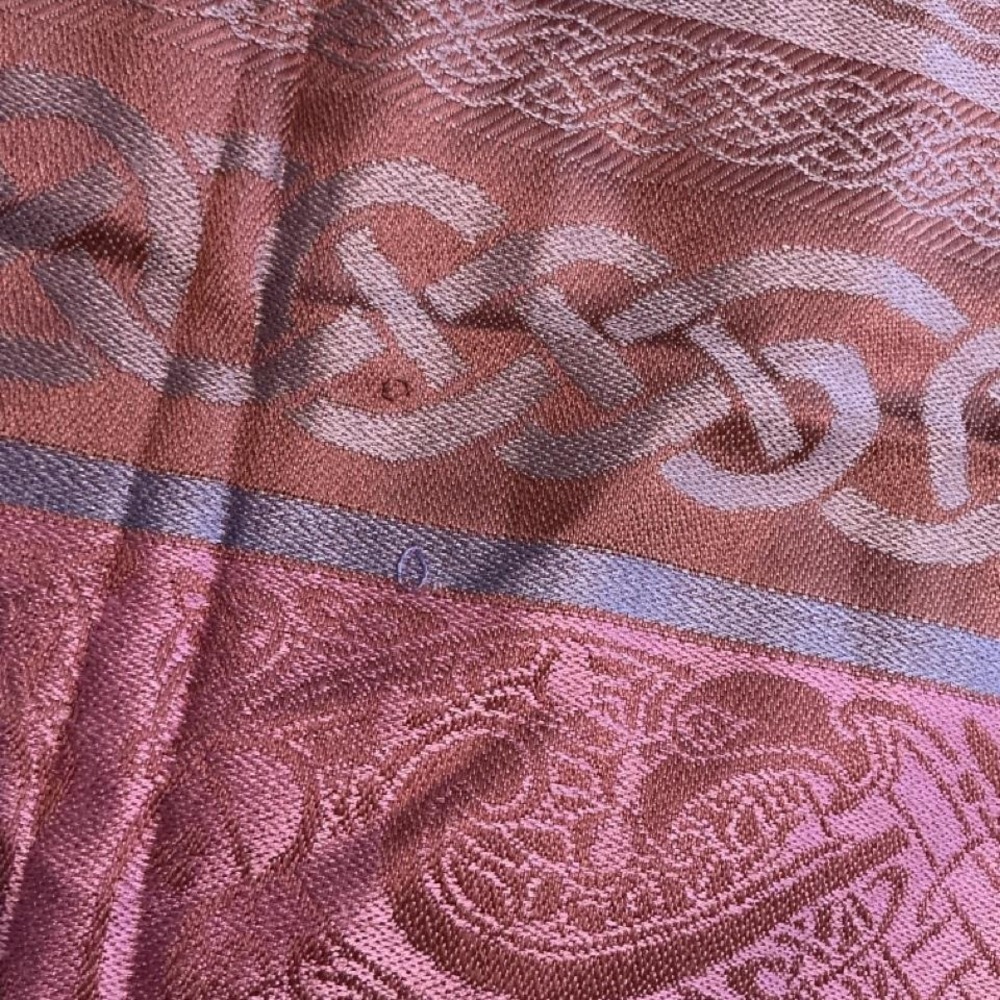 Boru Celtic Knot Shawl Women OS Pink Purple Good France Silky Fringe Wrap - Picture 6 of 8